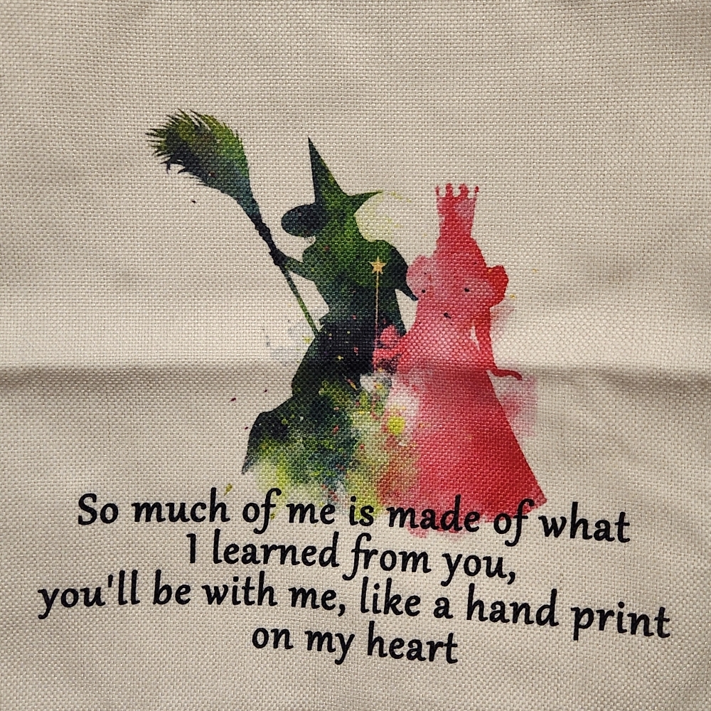 Wicked Glinda & Elphaba Canvas Tote Bag White New in Package Theatre Kids Movie